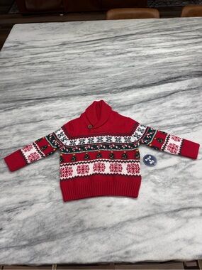NWT children’s Place red holiday shawl collar Christmas sweater boys size 9-12